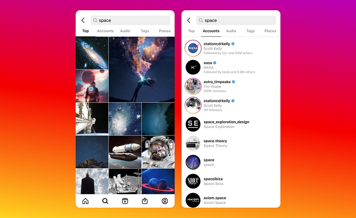 Instagram Search example